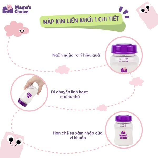 Bình trữ sữa thiết kế nắp kín liền một khối