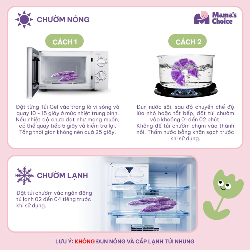 Cách sử dụng túi chườm Mama's Choice