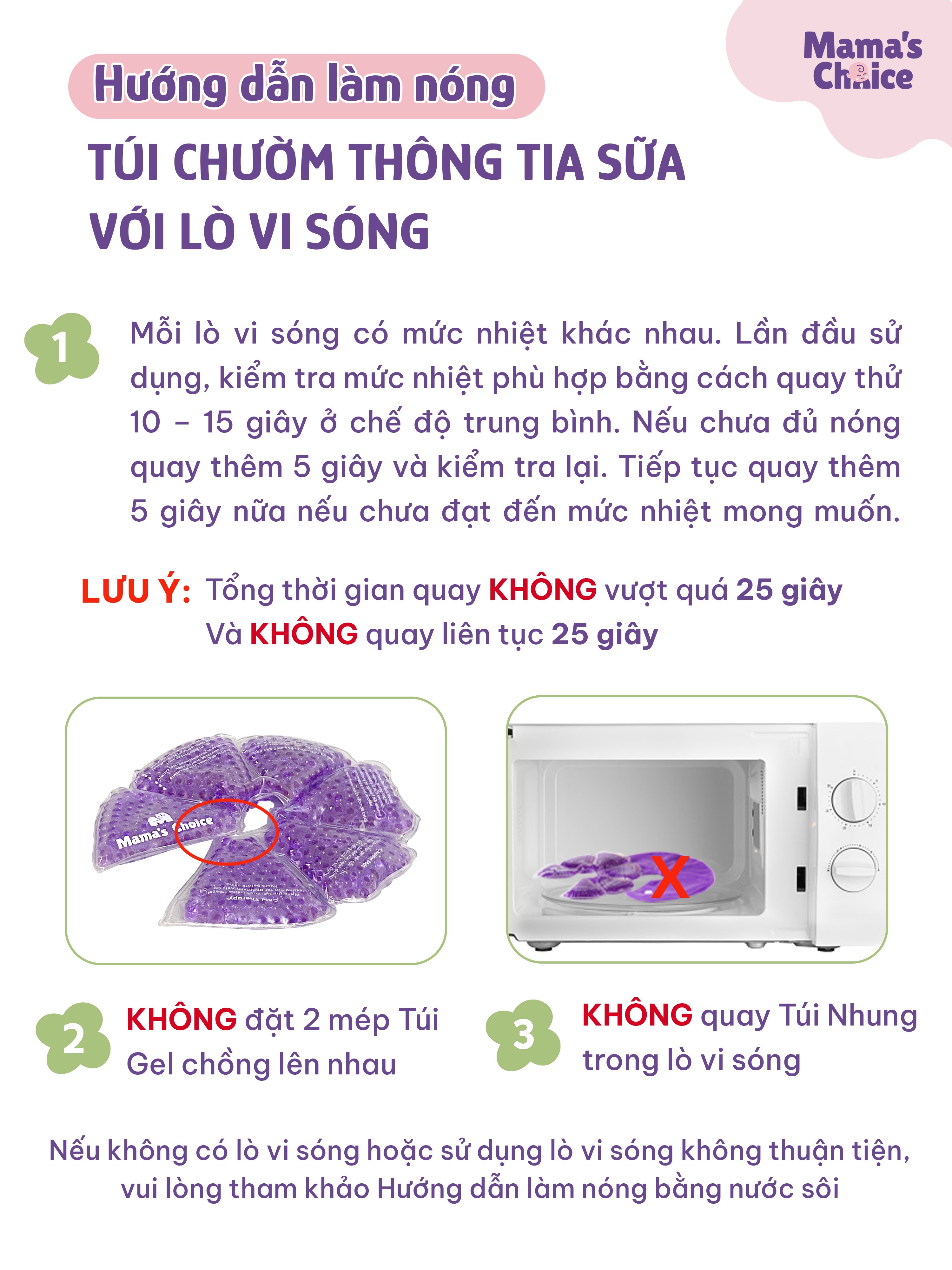 Hướng dẫn làm nóng túi chườm Mama's Choice