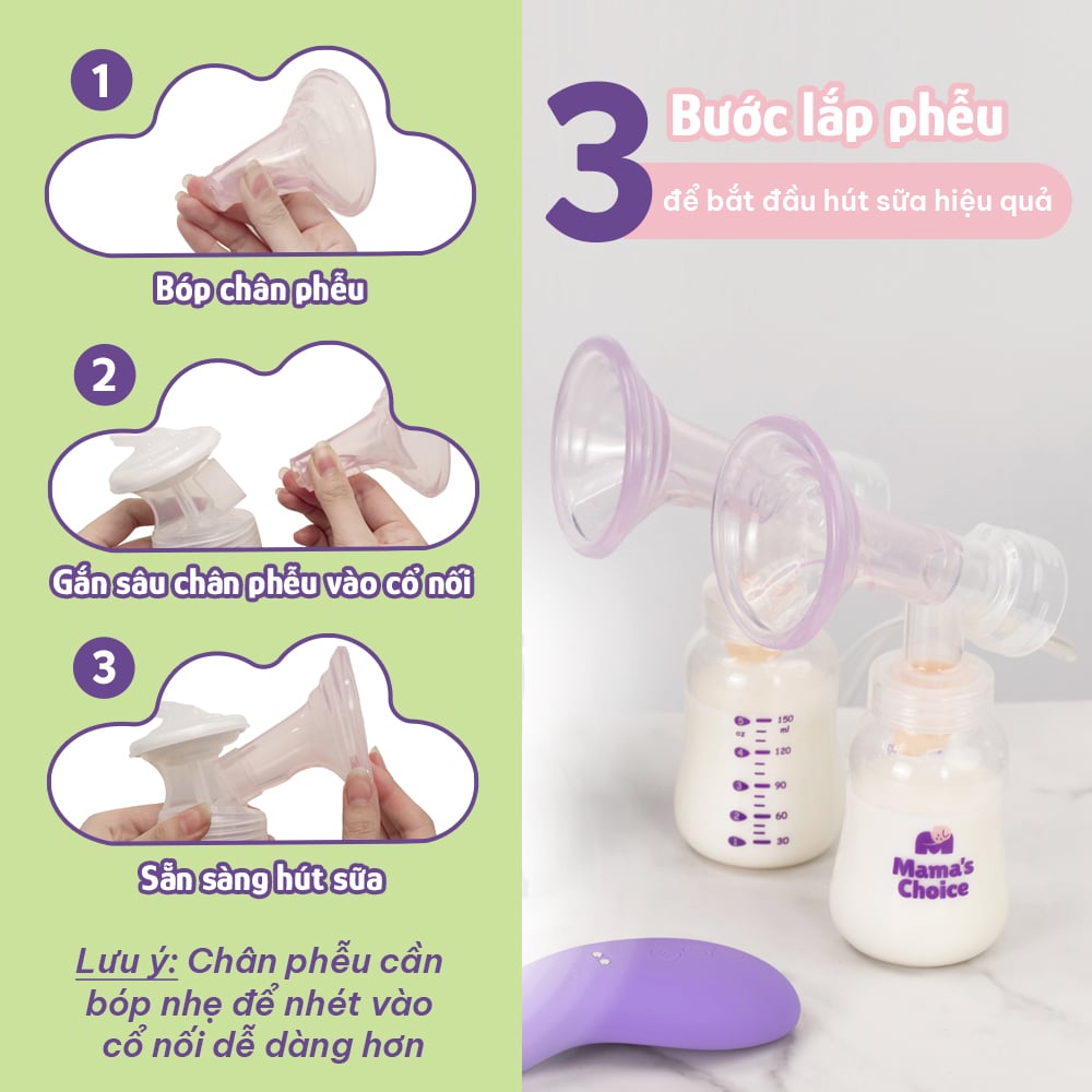 Lắp phễu silicone v&agrave;o cổ nối