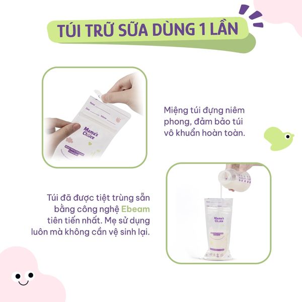 Túi trữ sữa tiệt trùng sẵn bằng công nghệ eBeam hiện đại