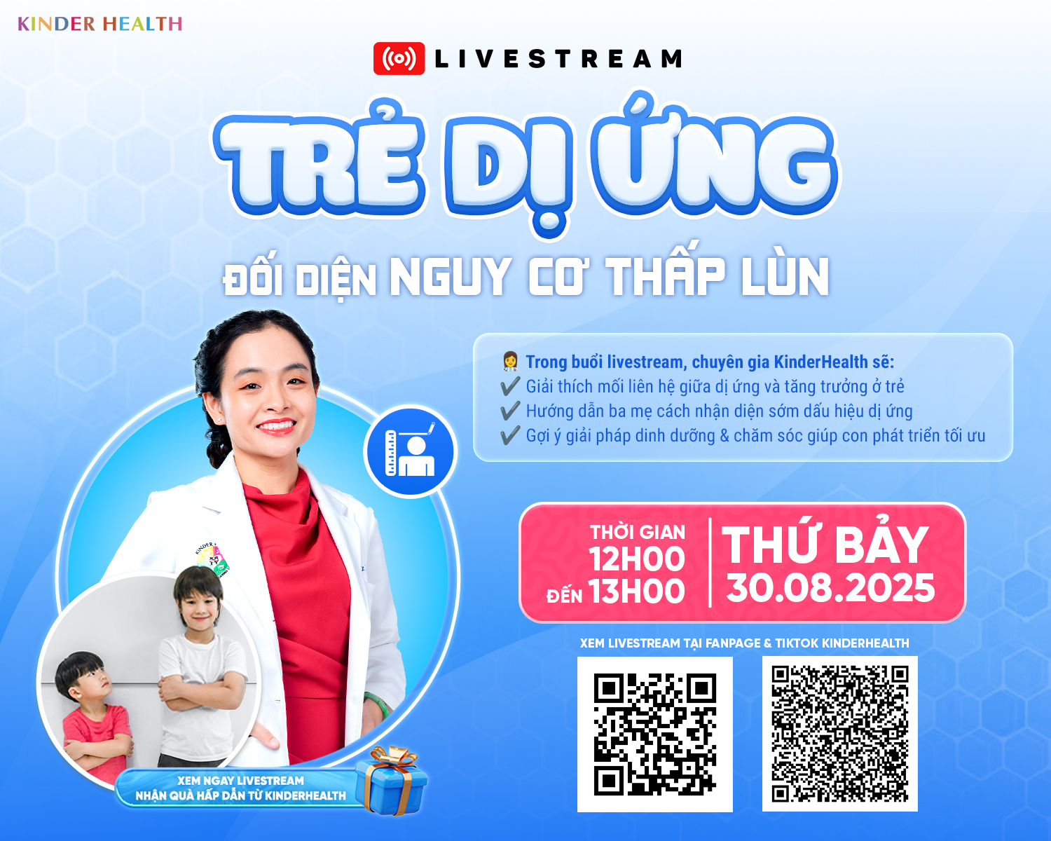 THÔNG BÁO LIVESTREAM: TRẺ DỊ ỨNG ĐỐI DIỆN NGUY CƠ THẤP LÙN