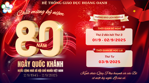 THÔNG BÁO LỊCH NGHỈ LỄ 2/9