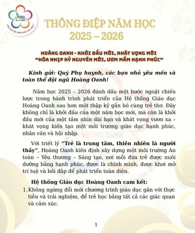 THÔNG ĐIỆP NĂM HỌC 2025-2026