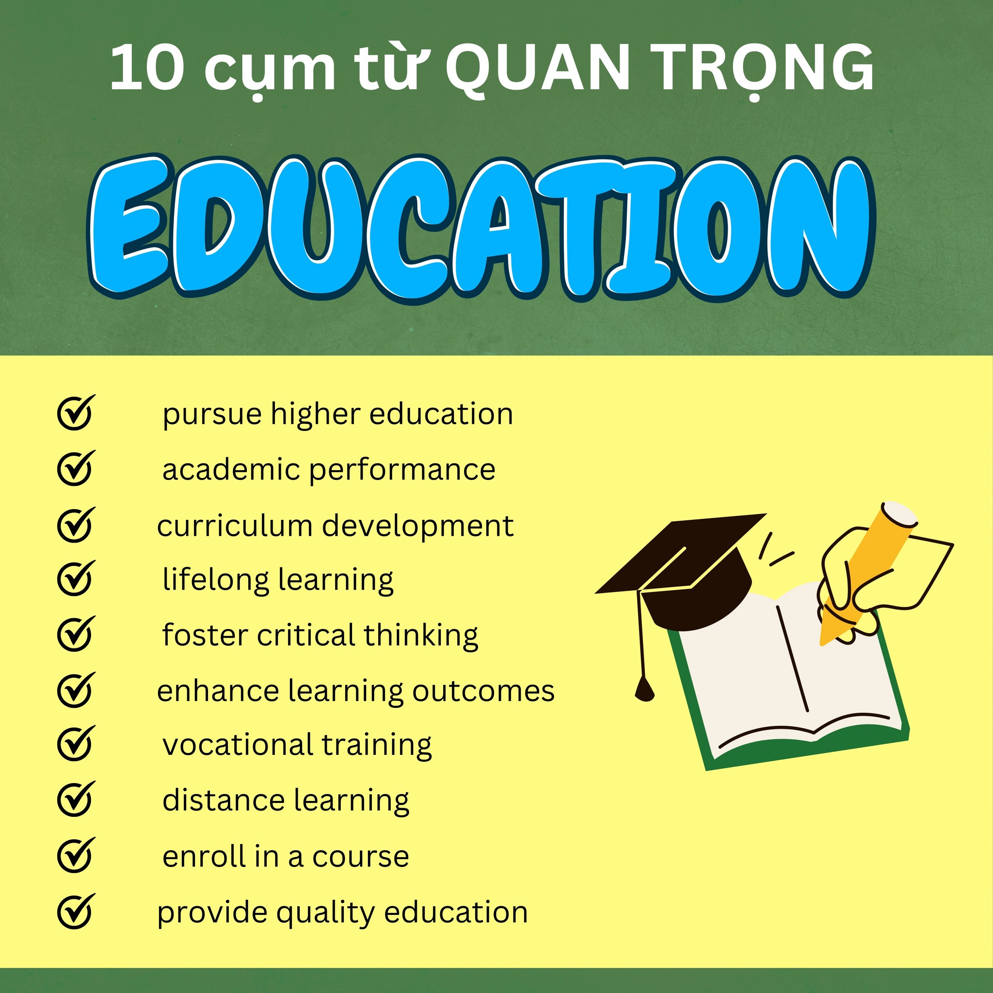 10 Collocations quan trọng nhất về chủ đề Giáo dục - VSTEP