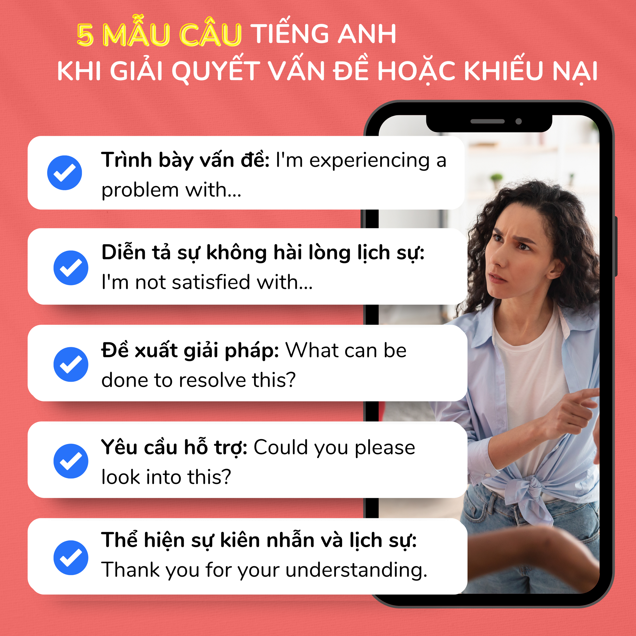 5 mẫu câu tiếng Anh quan trọng nhất khi giải quyết vấn đề hoặc khiếu nại