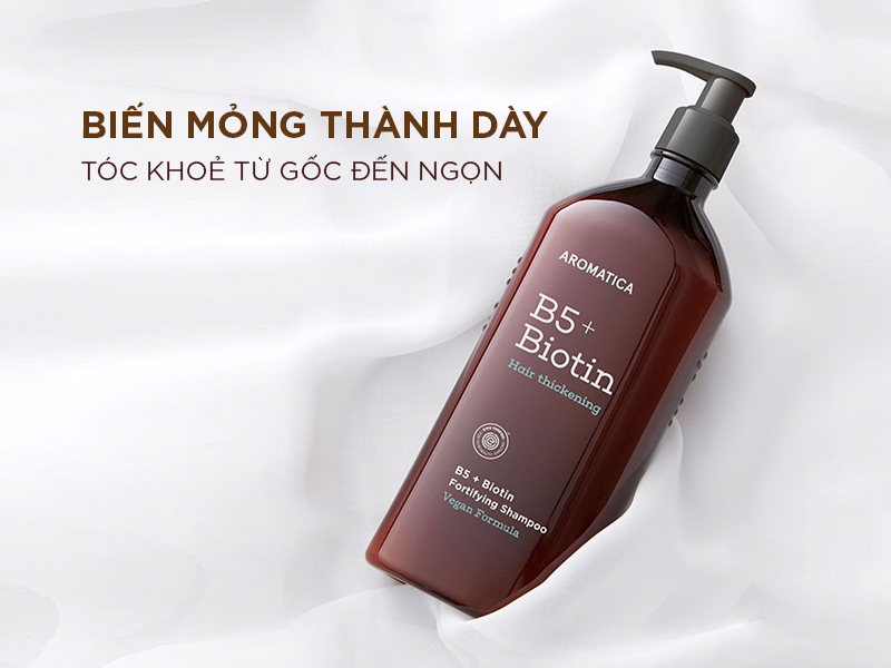 DẦU GỘI LÀM DÀY TÓC AROMATICA B5 + BIOTIN FORTIFYING SHAMPOO
