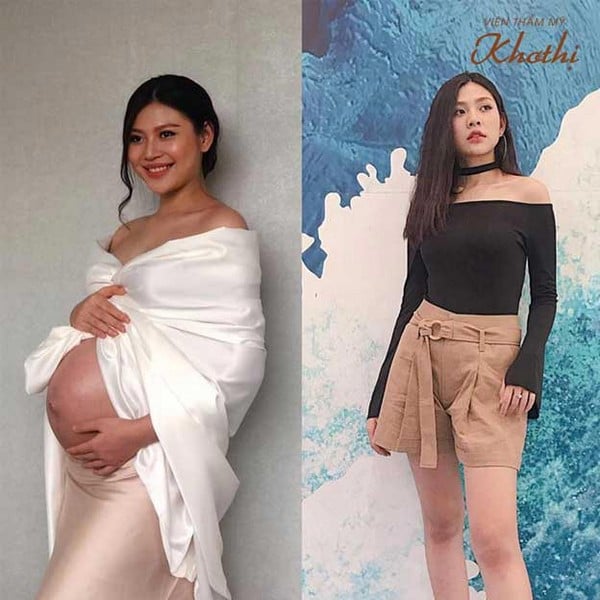 Chúng Huyền Thanh khi mang bầu và sau khi giảm 18kg sau sinh