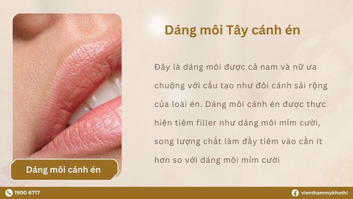 Dáng môi cánh én được cả 2 giới ưa chuộng bởi tỷ lệ cân đối, giúp làm hài hoà tổng thể gương mặt