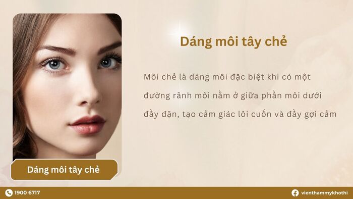 Dáng môi tây chẻ sở hữu đường rãnh môi nằm ở giữa phần môi dưới