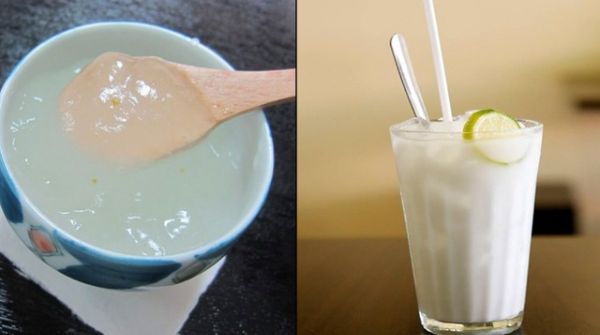 Cách pha bột sắn dây chín (bên trái) và sống (bên phải)