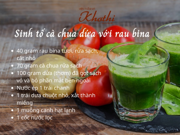 Công thức sinh tố cà chua dứa với rau bina