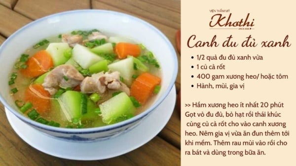Canh đu đủ xanh hầm xương dùng trong các bữa ăn chính đầy đủ chất dinh dưỡng