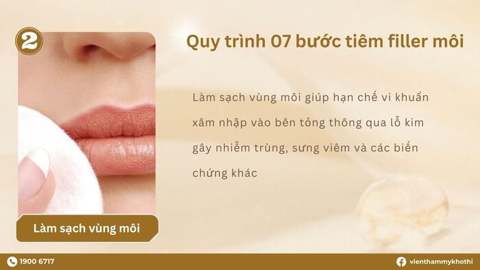 Tẩy trang sạch sẽ vùng môi giúp đảm bảo an toàn khi thực hiện tiêm filler