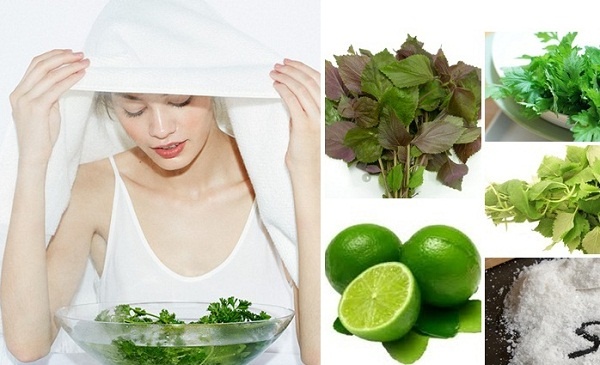Xông hơi ngải cứu, tía tô, kinh giới