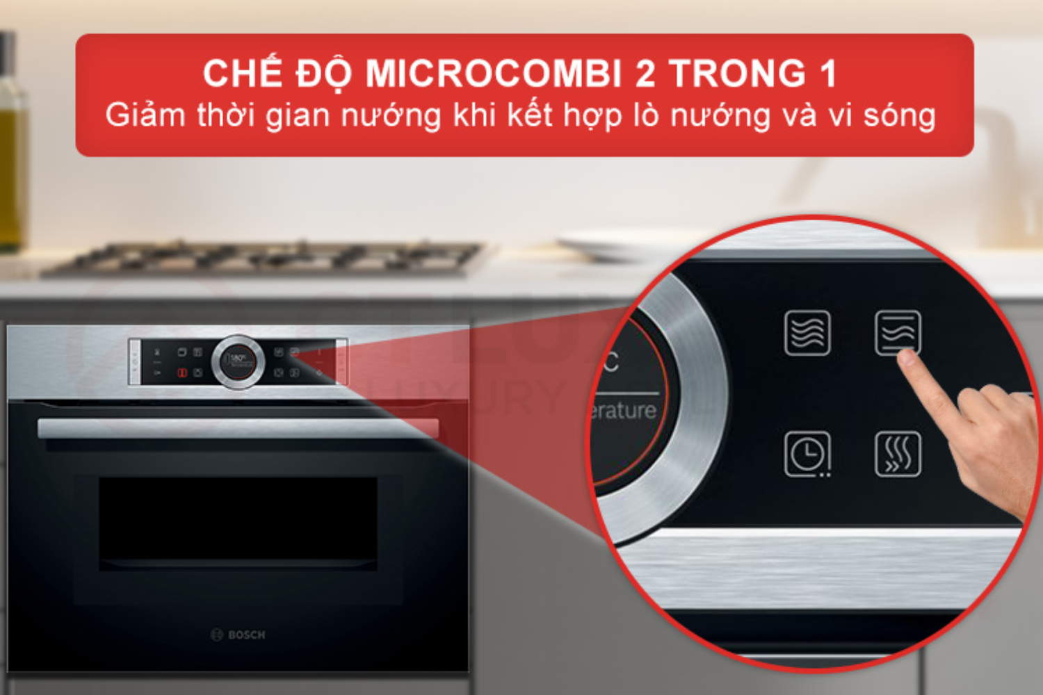 Lò nướng kết hợp vi sóng Bosch CMG633BS1 sở hữu hiệu năng mạnh mẽ