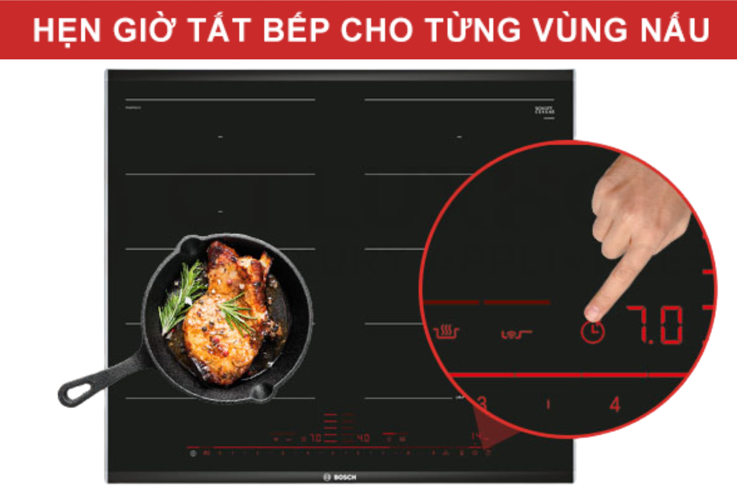 Khi hết thời gian, bếp sẽ tự động kết thúc, giúp bạn tránh tình trạng món ăn bị nấu quá lửa