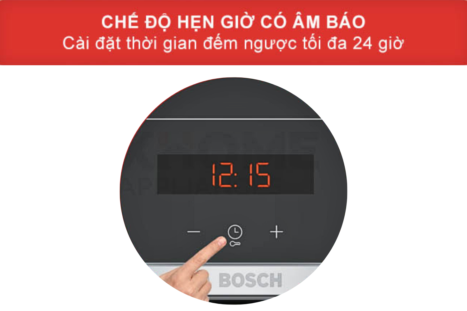 Lò nướng Bosch HBG5370B0 cung cấp ba chế độ hẹn giờ hữu ích