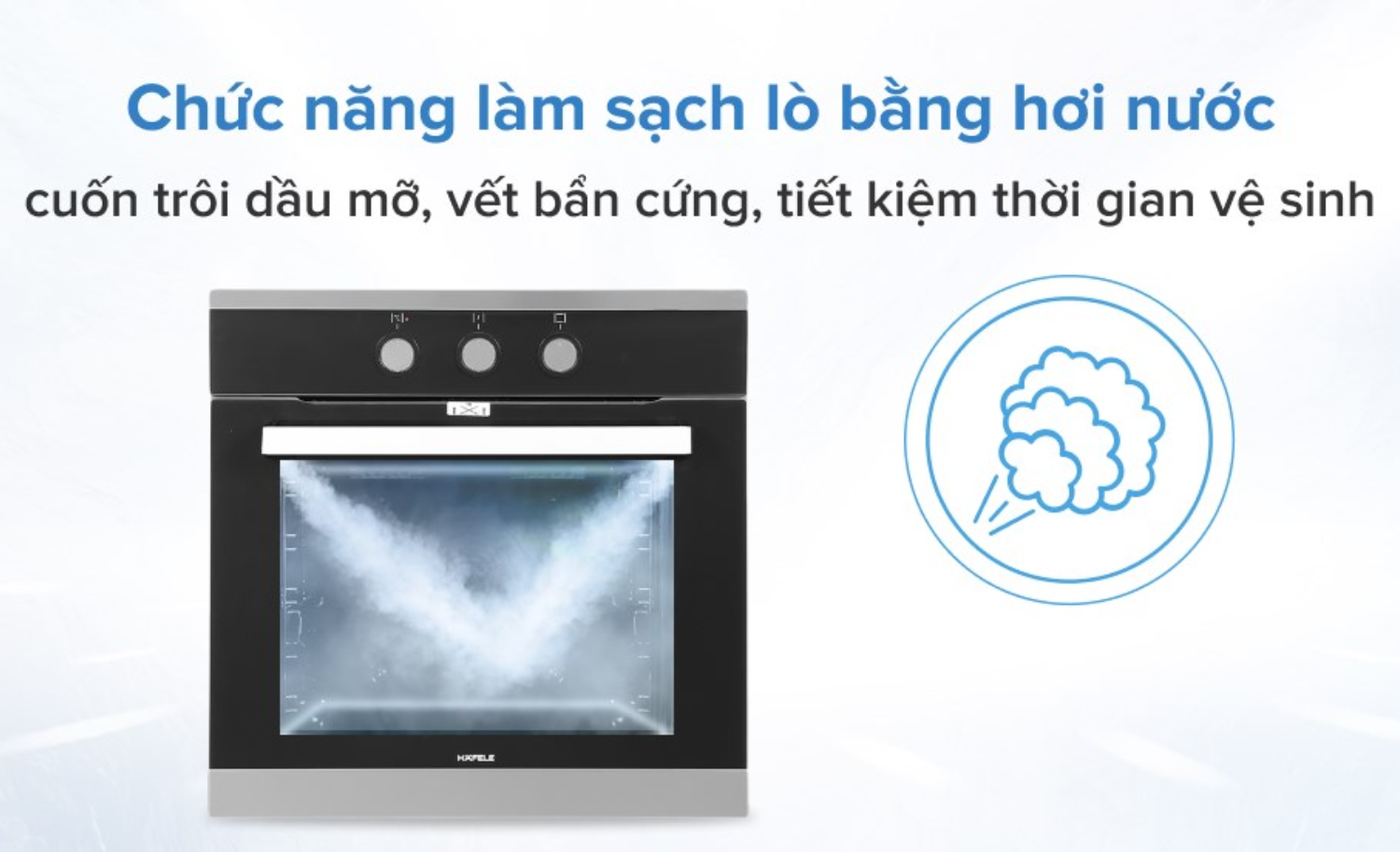 Lò nướng Hafele HO-K60B là khả năng làm mềm cặn bẩn bằng thủy phân (HydroClean)