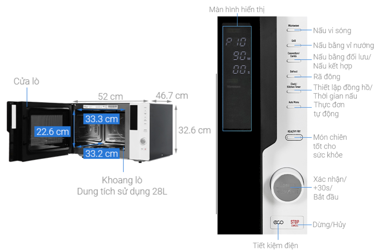 Giao diện điều khiển của lò vi sóng Hafele HW-F30A đặc biệt thân thiện với mọi đối tượng