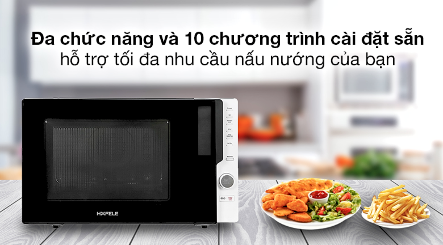 Lò tích hợp 5 mức công suất vi sóng linh hoạt và 4 chế độ vi sóng kết hợp nướng