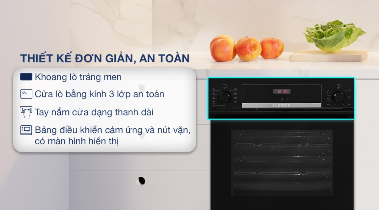 Lò nướng Bosch HBG5370B0 Serie 6 mang đến vẻ đẹp hiện đại và tinh tế cho mọi không gian bếp