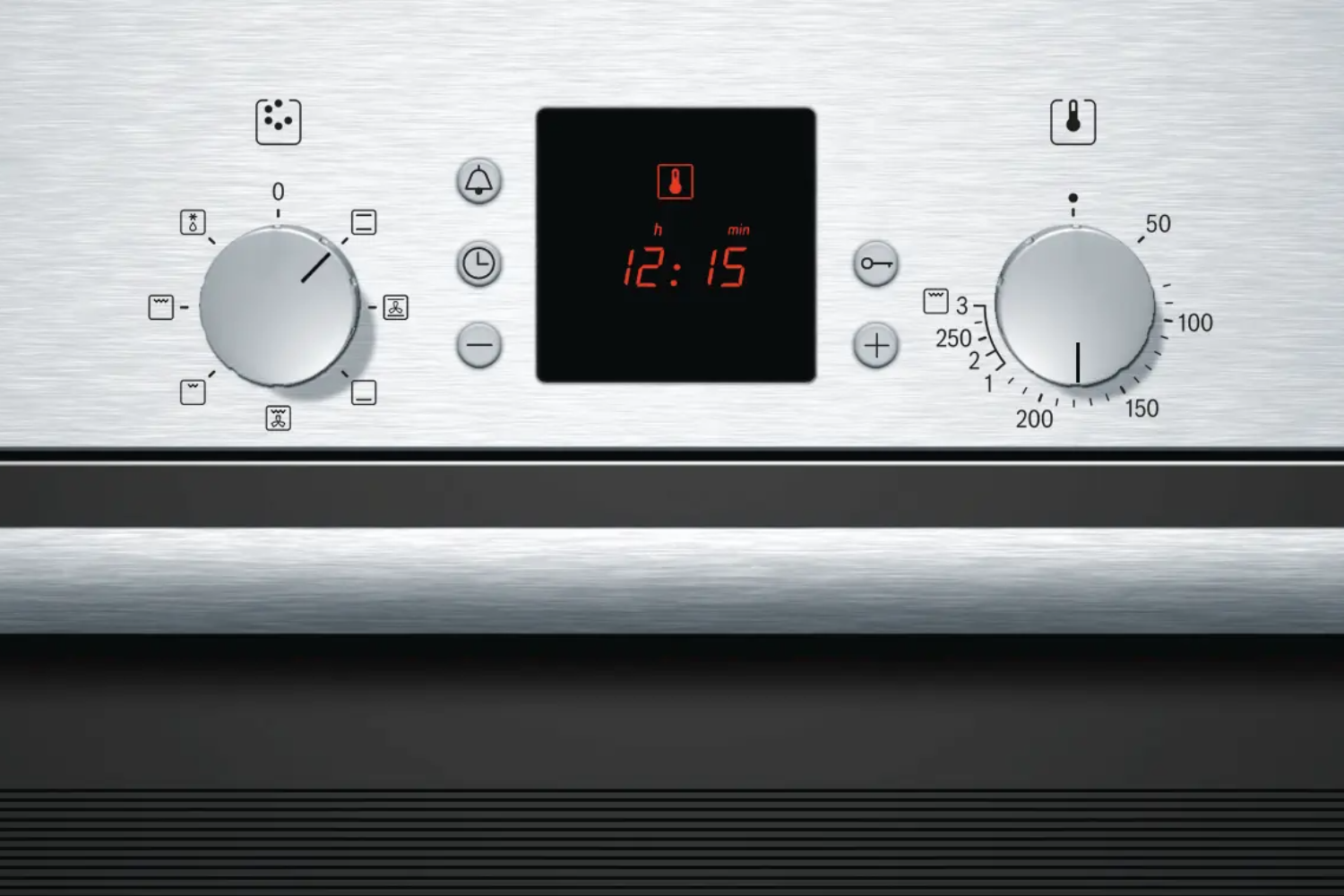 Bảng điều khiển của Bosch HBN239E5 đơn giản, dễ thao tác