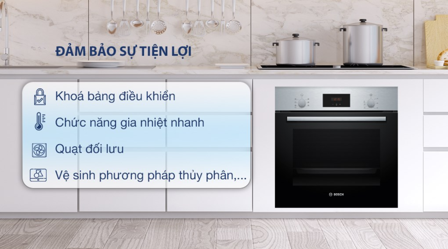 Lò nướng Bosch HBS534BS0B đặt yếu tố an toàn và tiết kiệm năng lượng lên hàng đầu