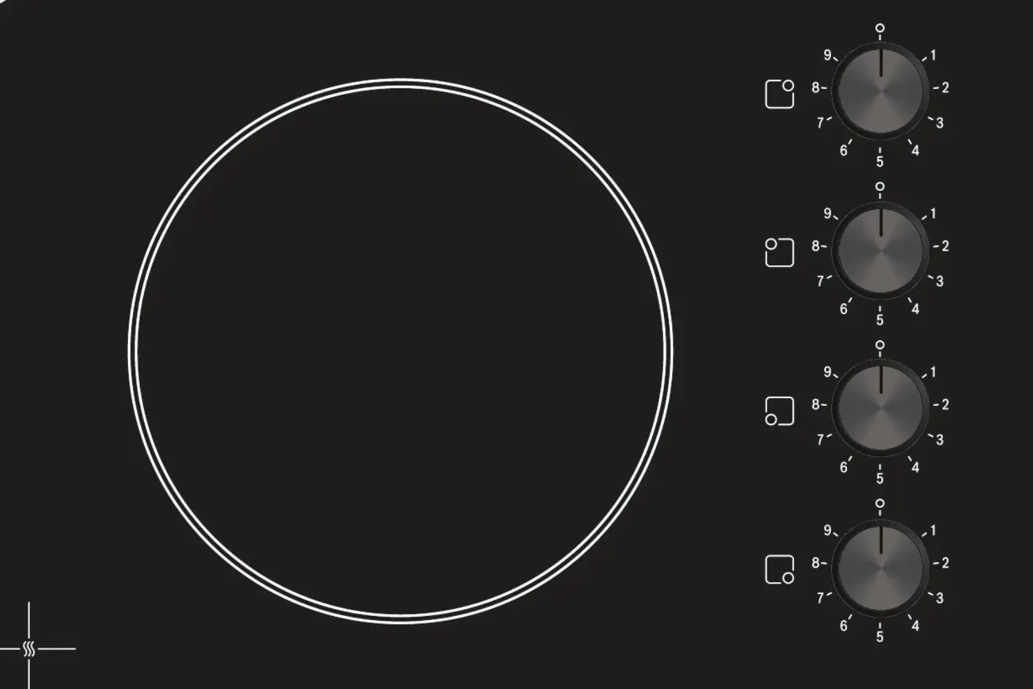 Bếp Bosch PKE611C17E được trang bị núm xoay vật lý với 09 mức nhiệt