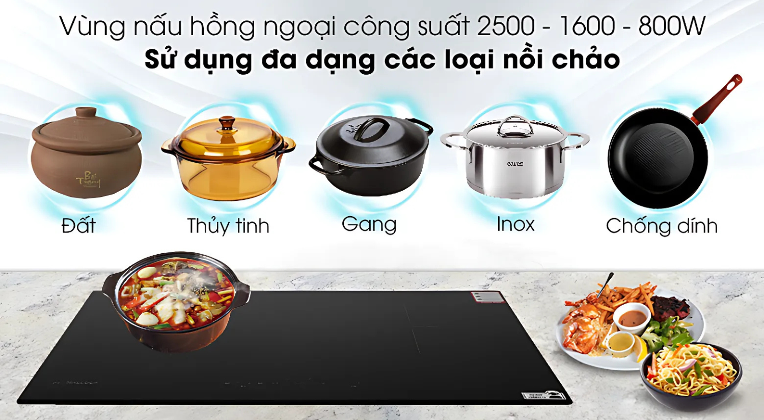 Vùng nấu hồng ngoại mang đến khả năng cấp nhiệt đều và ổn định