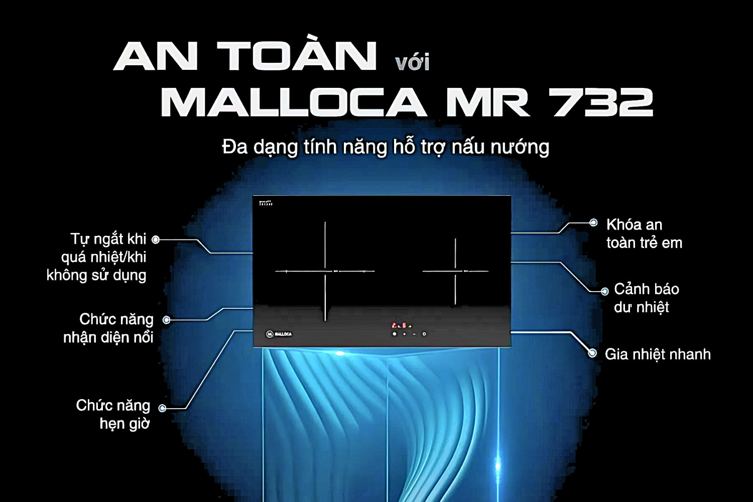 Bếp hồng ngoại đôi&nbsp;Malloca MR 732 mang đến sự an tâm tuyệt đối cho người sử dụng
