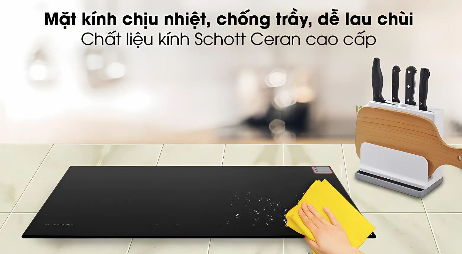Kính Schott Ceran có khả năng chịu nhiệt cực tốt, lên đến 800 - 1000 độ C