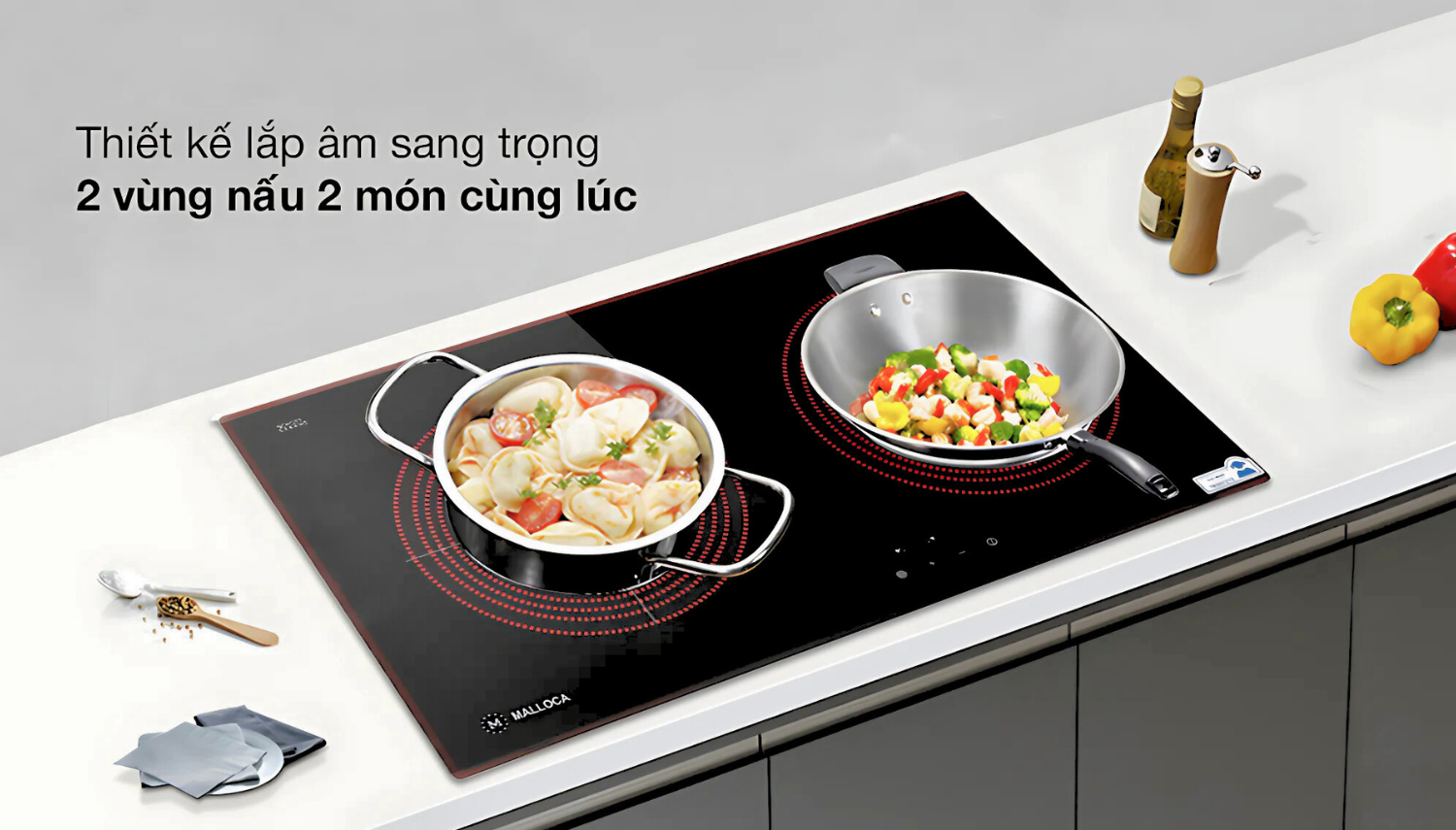 bếp hồng ngoại đôi Malloca MR 732 có khả năng tương thích với mọi loại nồi chảo
