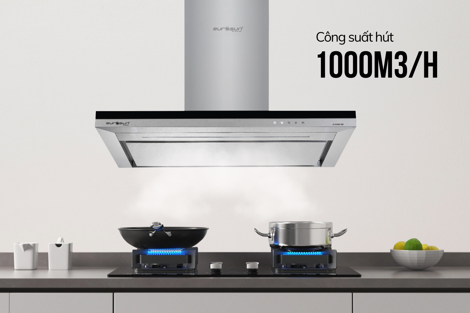Hiệu quả hút mùi vượt trội,&nbsp;công suất 1000m³/h