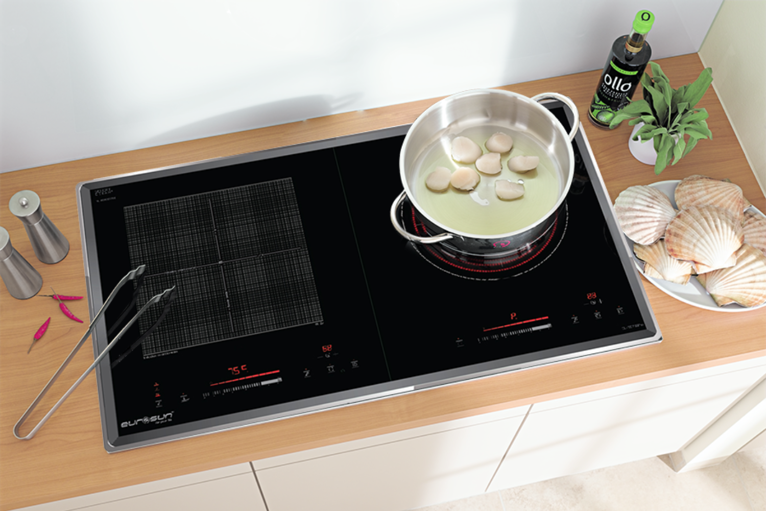 EU-TE799Pro sở hữu 2 vùng nấu riêng biệt