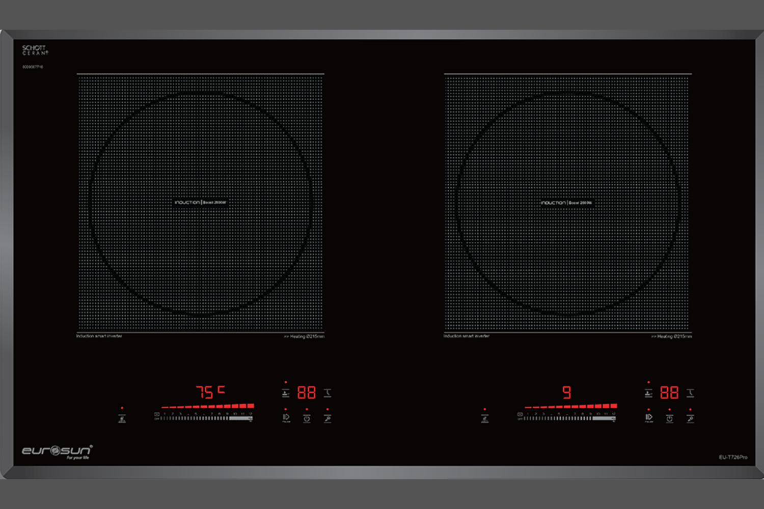 EU-T726Pro được trang bị 2 vùng nấu từ