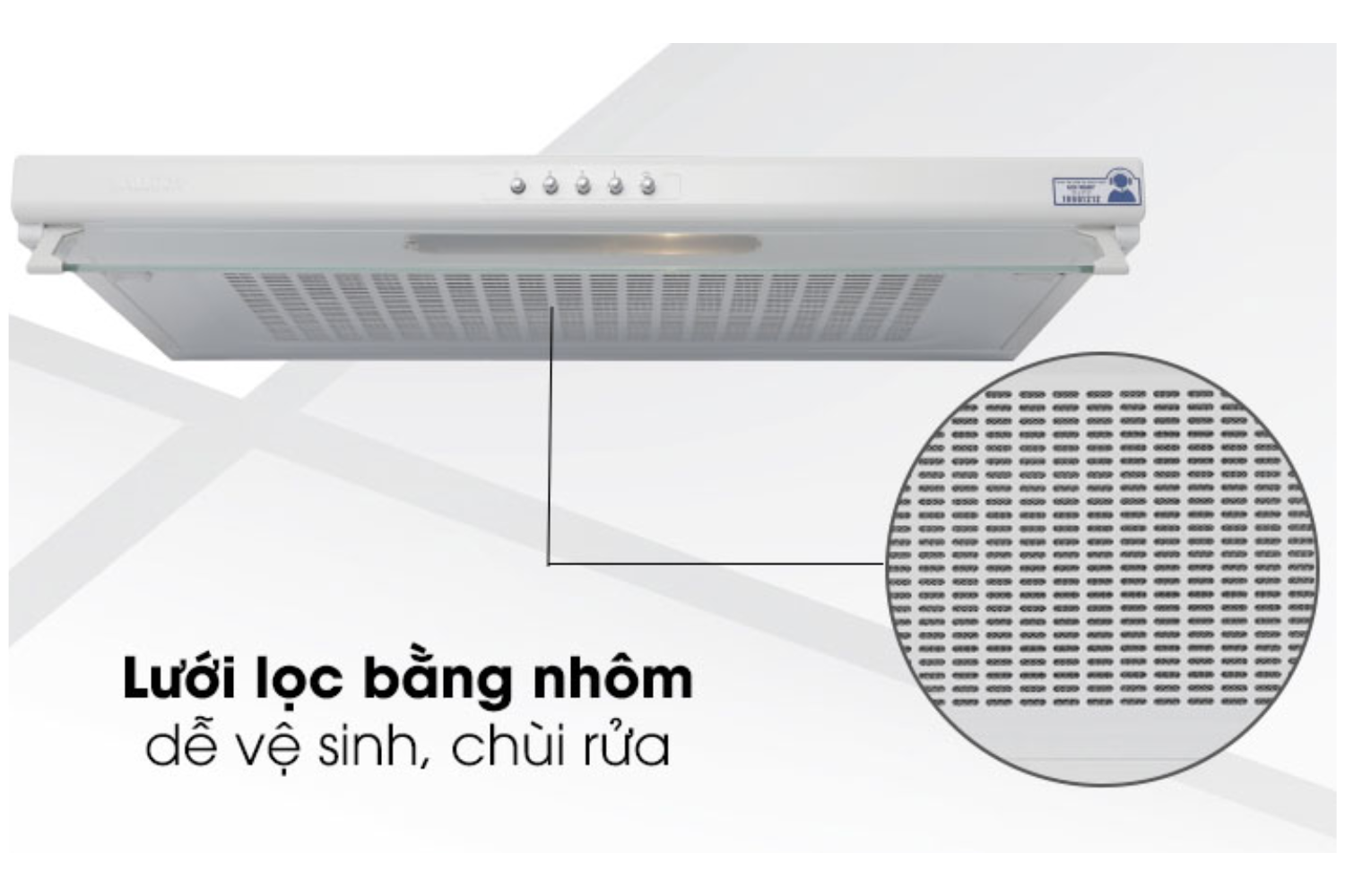 Lưới lọc bằng nhôm dễ tháo rời – Dễ vệ sinh