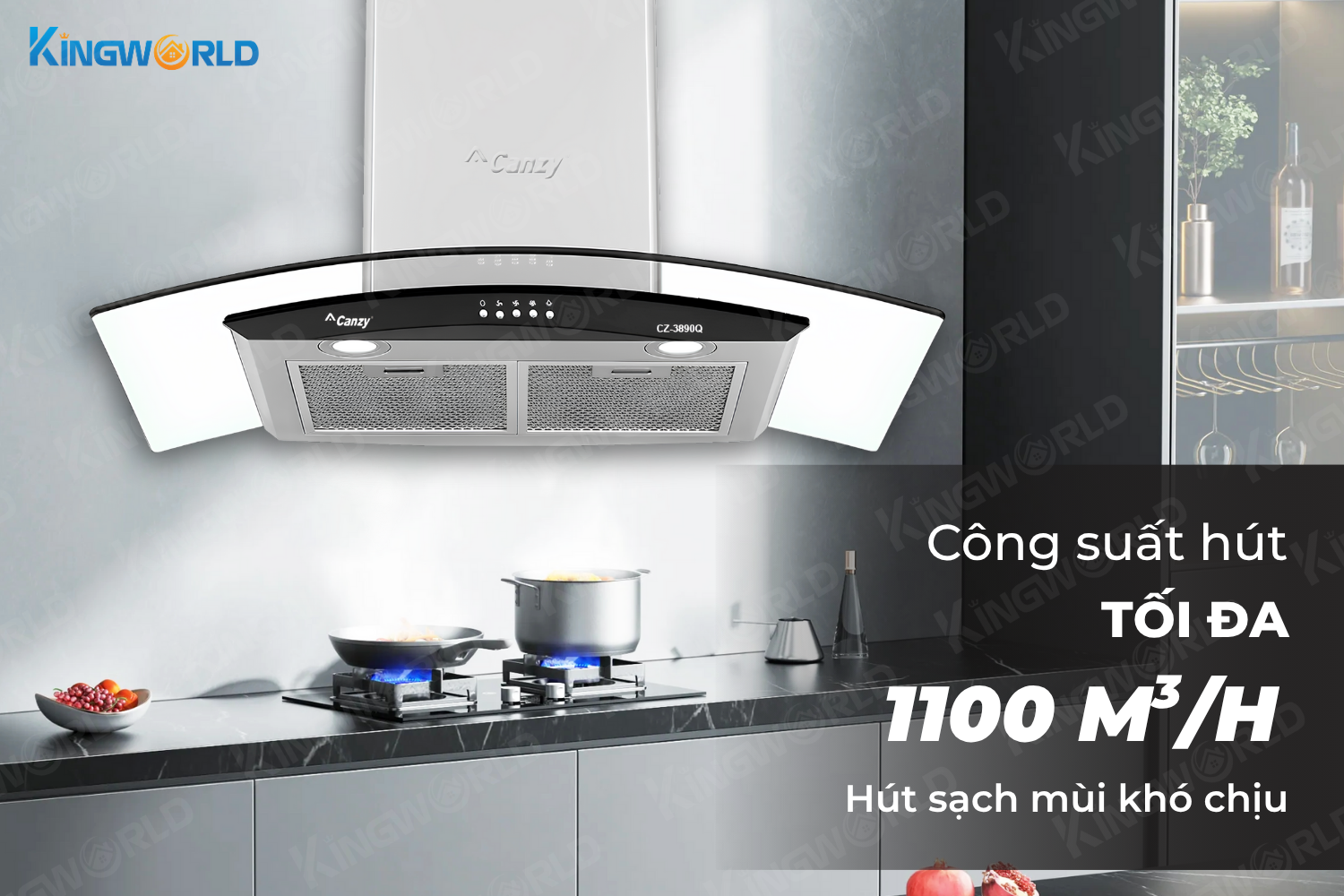 Máy hút mùi kính cong Canzy CZ 3890Q