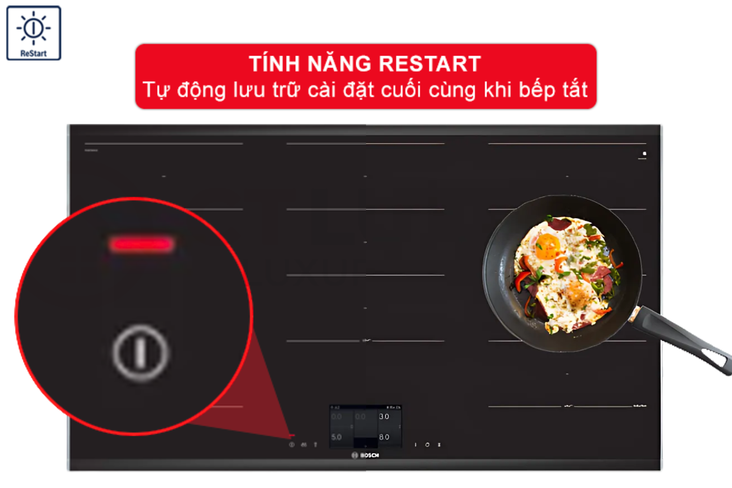 Bếp từ Bosch PXX975KW1E còn được trang bị một loạt các tính năng thông minh