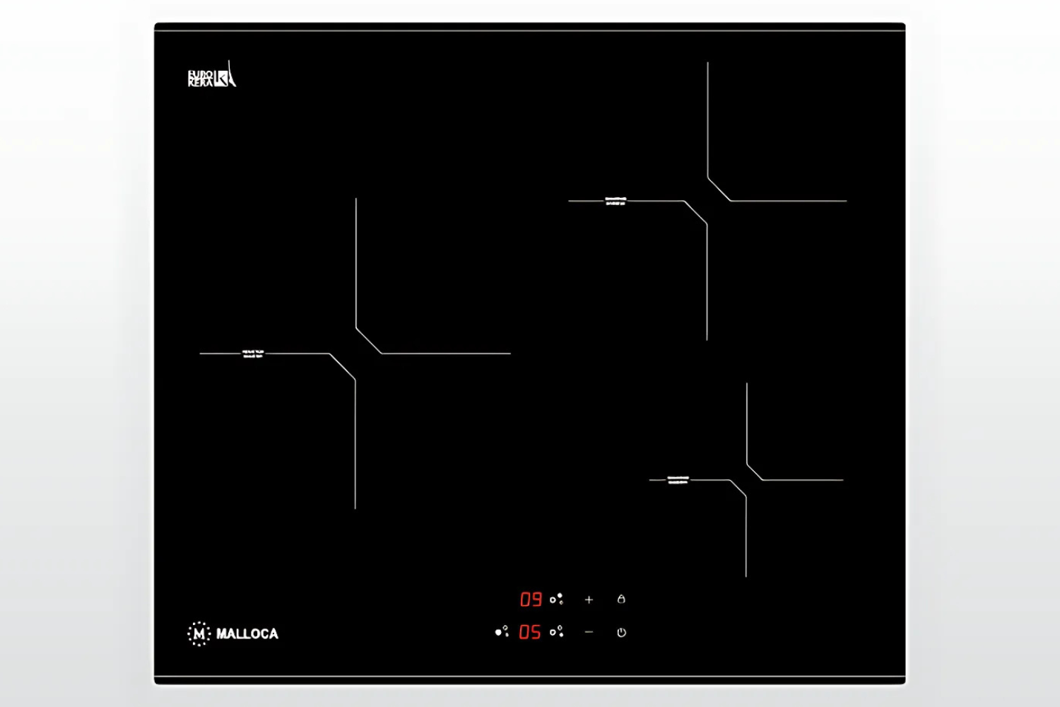 Bếp điện từ Malloca MH-03I N được trang bị ba vùng nấu từ độc lập