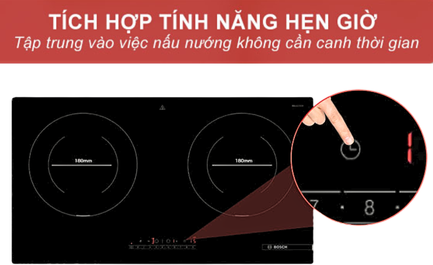 Bạn chỉ cần cài đặt thời gian mong muốn cho từng món và bếp sẽ tự động ngắt khi đủ giờ