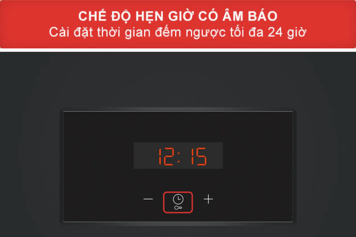 Lò&nbsp;nướng Bosch HBF134EB0K&nbsp;cài đặt thời gian hẹn tối đa lên đến 24 giờ
