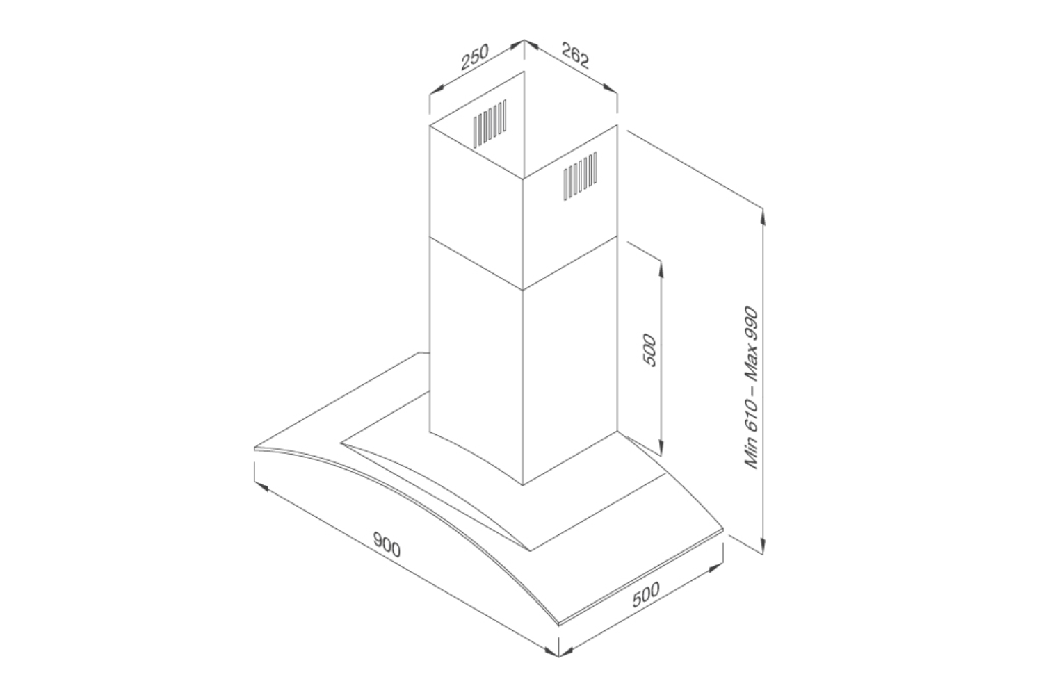 Máy hút mùi áp tường Malloca Gama K3155.9