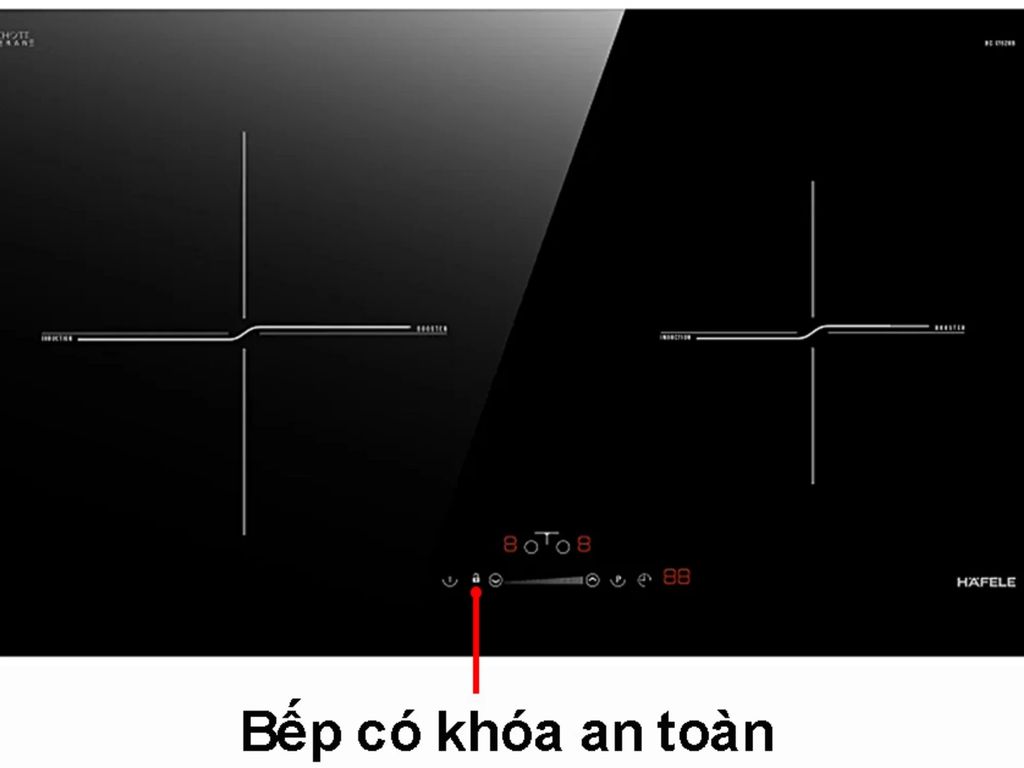 Bếp có khóa an toàn đảm bảo yên tâm trong quá trình nấu nướng