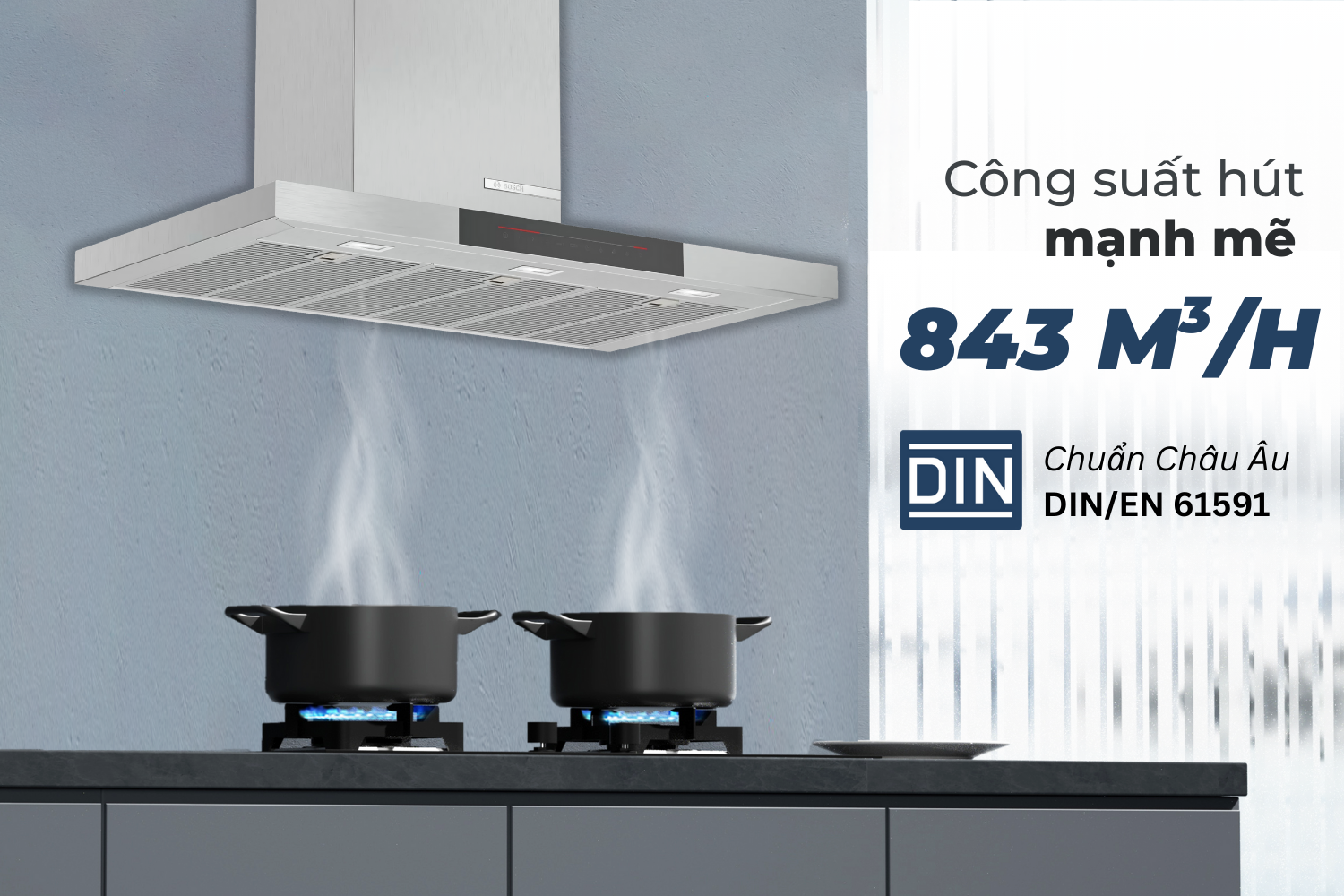 Công Suất Hút Mạnh Mẽ 843 m³/h