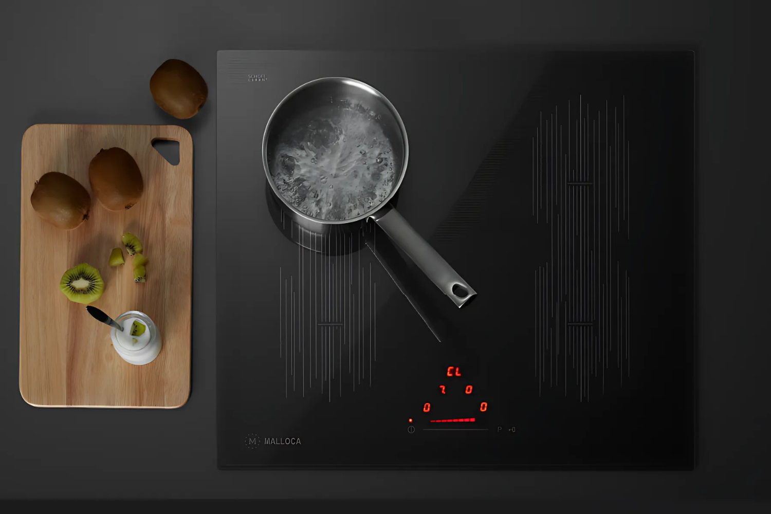 Bếp từ Malloca MI-594 LINEAR lại nổi bật hoàn toàn với sắc Antrazit xám than