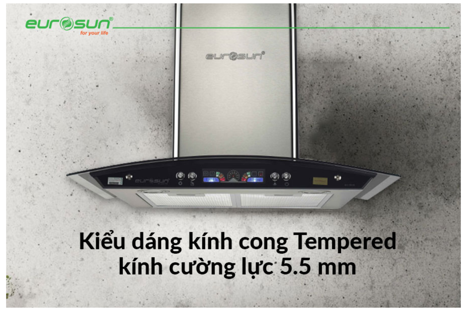 Thiết kế kính cong tinh tế, phù hợp mọi không gian