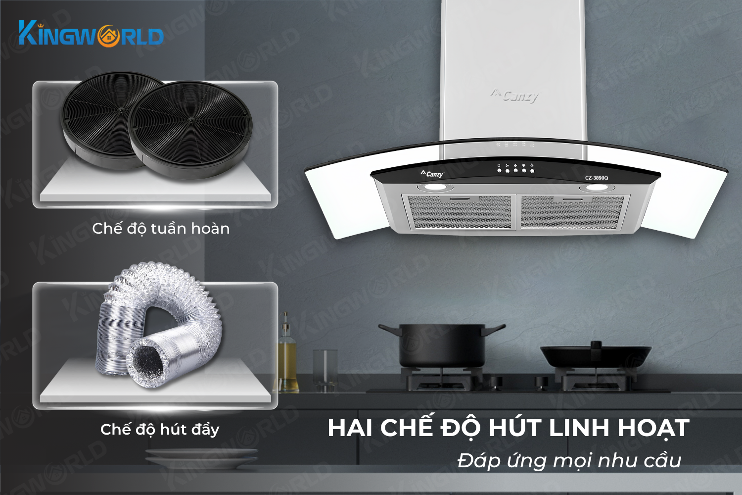 Máy hút mùi kính cong Canzy CZ 3890Q