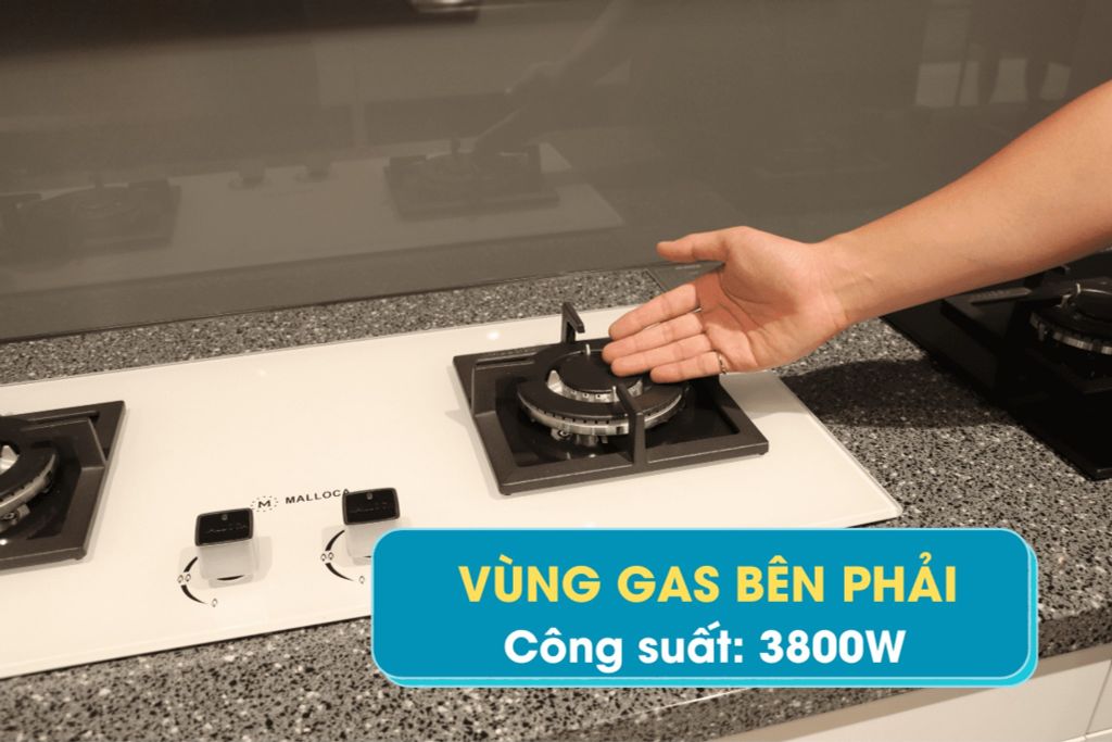2 vùng nấu, mỗi vùng công suất lên đến 3.8kW