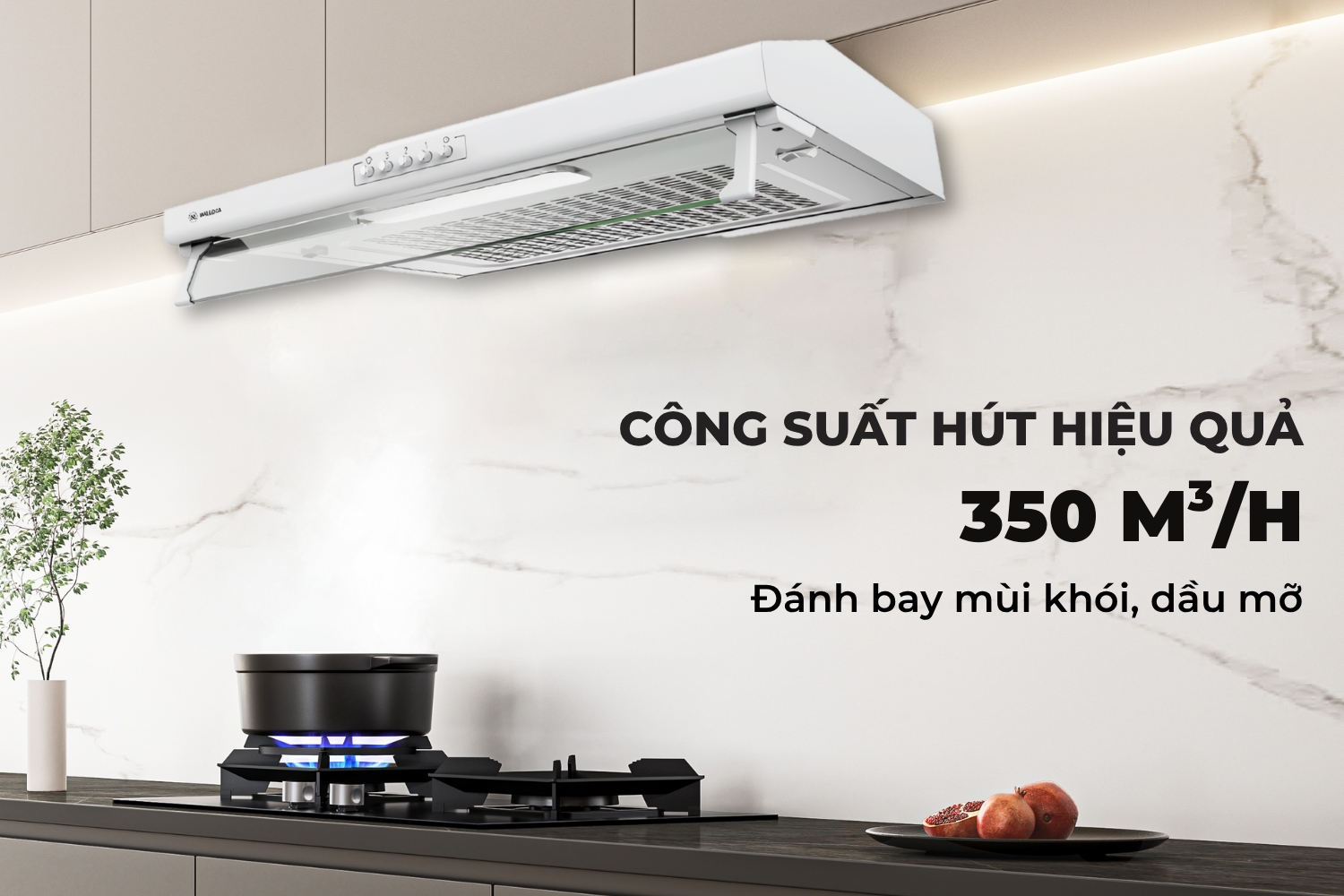 Hiệu suất hút mùi mạnh mẽ với 3 cấp độ linh hoạt
